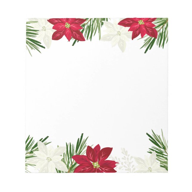 Bloc De Notas Navidades invierno rojo negrita Poinsettia (Frente)