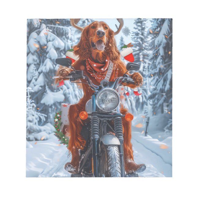 Bloc De Notas Navidades irlandeses de motocicletas Red Setter Do (Frente)