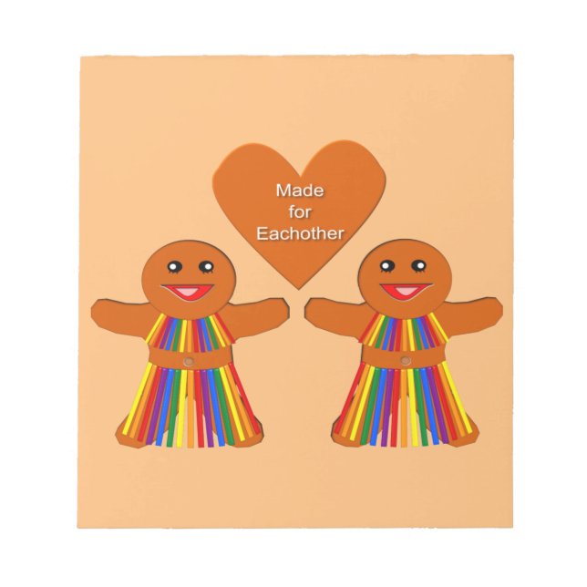 Bloc De Notas Navidades lesbianas Gingerbread Pareja de Damas (Frente)