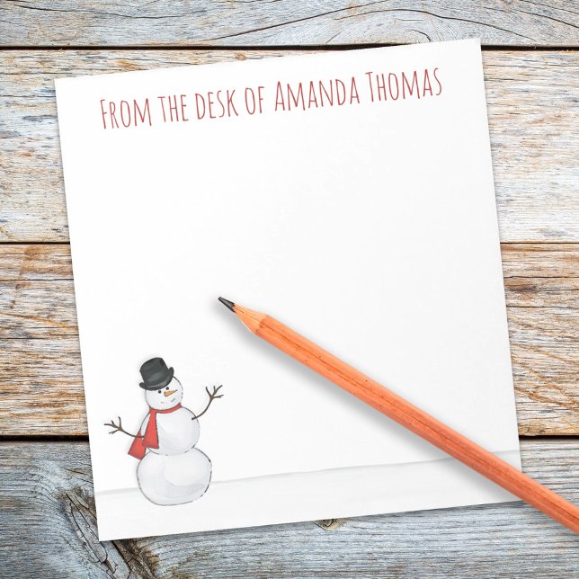 Bloc De Notas Navidades modernos y elegantes (Simple snowman whimsical cute holiday notepad.)