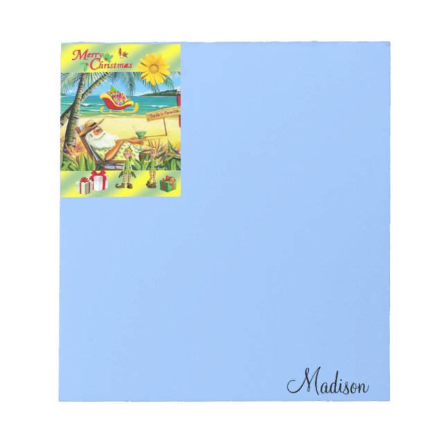 Bloc De Notas Navidades Notepad Santa en Beach Bum (Frente)