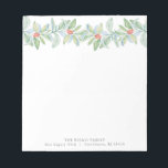 Bloc De Notas Navidades Notepads Watercolor Berries Rojas y Verd<br><div class="desc">Estos bolsillos para Navidades cuentan con una zona de vegetación acuática con bayas rojas. Utilice los campos de plantilla para agregar el texto personalizado. Una elección única para la temporada de vacaciones. Solicitar cantidades pequeñas o notas de Navidad a granel. Para ver más diseños como este visite www.zazzle.com/dotellabelle Arte acuático...</div>