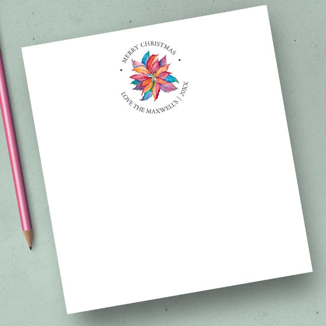 Bloc De Notas Navidades Notepads Watercolor Poinsettia (Christmas notepads feature watercolor poinsettia art in colorful shades. )