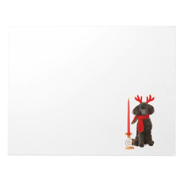 Bloc De Notas Navidades Perro de juguete negro vestido de reno (Frente)