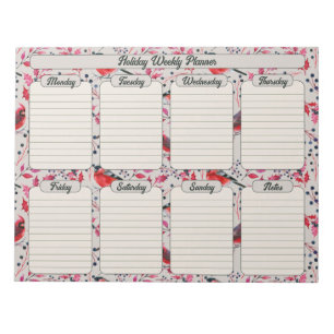 Bloc De Notas Navidades Planner semanal de aves de invierno