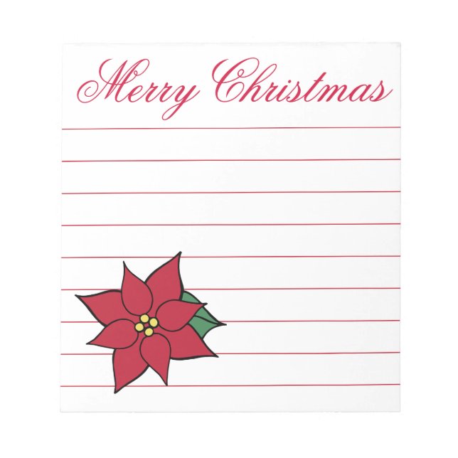 Bloc De Notas Navidades Poinsettia Shopping Grocery Notepad Gift (Frente)