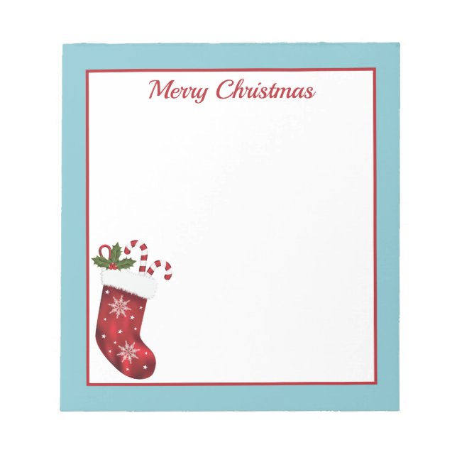 Bloc De Notas Navidades Rojos Con Texto Azul Y Personalizado (Frente)