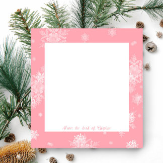 Bloc De Notas Navidades rosados Snowflakes Notepad