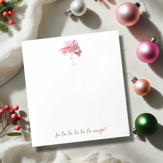 Bloc De Notas Navidades tropicales Notepads Flamingo rosa (Tropical Christmas pink flamingo notepad features watercolor art Victoria Grigaliunas DoTellABelle)