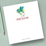 Bloc De Notas Navidades tropicales Notepads Palm Tree<br><div class="desc">Estos bolsillos de Navidades tropicales cuentan con una palmera acuática con Santa en la playa. Utilice los campos de plantilla para agregar el texto personalizado. Una elección única para la temporada de vacaciones. Solicitar cantidades pequeñas o notas de Navidad a granel. Para ver más diseños como este visite www.zazzle.com/dotellabelle Arte...</div>