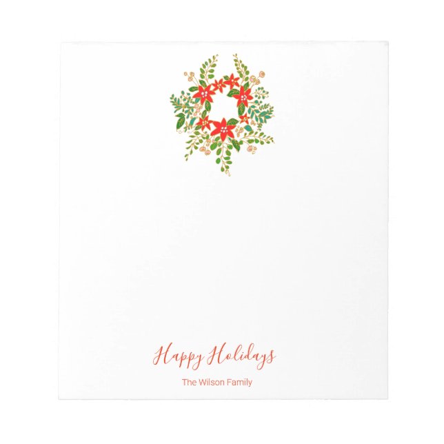 Bloc De Notas Navidades Wreath Notepad personalizado (Frente)