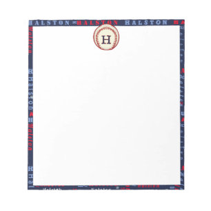 Bloc De Notas Navy Blue Monograma Nombre Regalos Niños Béisbol N