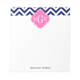 Bloc De Notas Navy Lg Chevron Rosa Caliente #2 Cuatrefoil 3 Mono