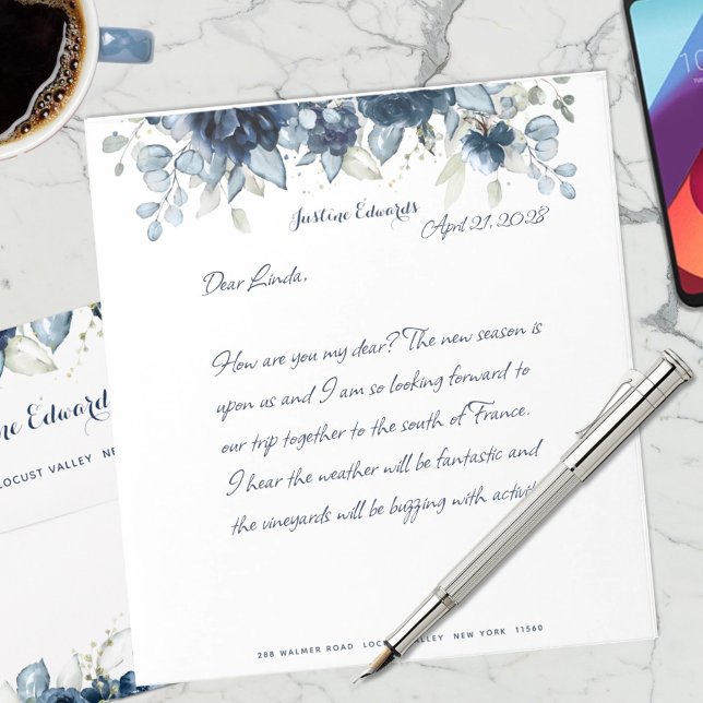 Bloc De Notas Navy Peony Dusty Blue Eucalyptus (Subido por el creador)