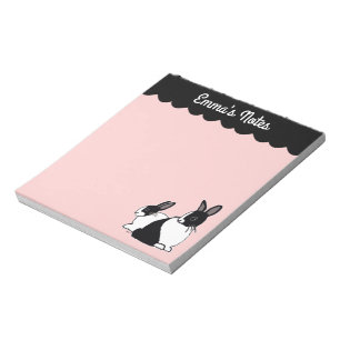 Bloc de notas neerlandés de conejo rosa y negro d