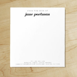 Bloc De Notas Negrita moderna | Elegante | Del mostrador de