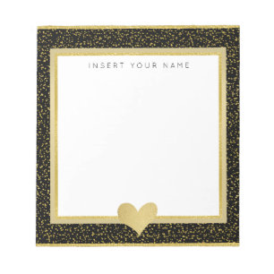Bloc de notas negro y Relieve metalizado dorado y
