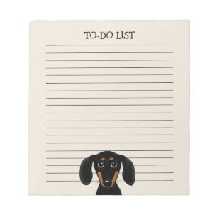 Bloc De Notas Negro y Tan Dachshund Perro Wiener Lining