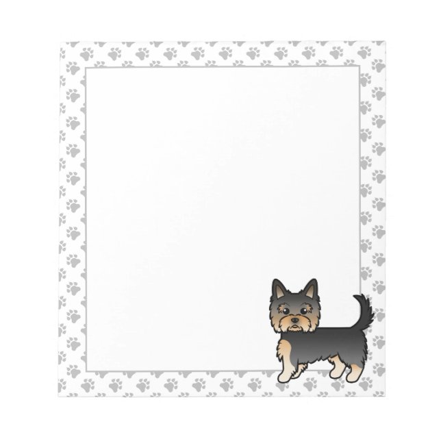 Bloc De Notas Negro Y Tan Yorkshire Terrier Yorkie Cartoon Dog (Frente)