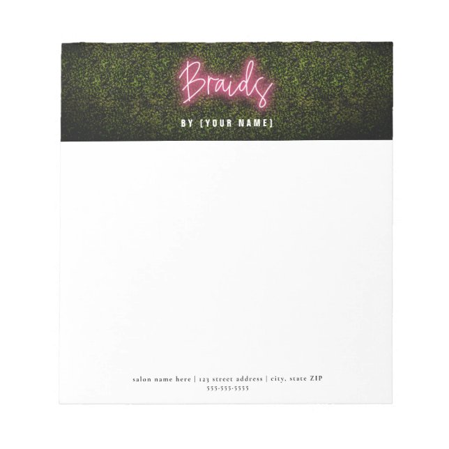 Bloc De Notas Neon Boxwood Hair Salon Braids (Frente)