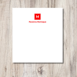 Bloc De Notas Neon Red Modern Chic Trendy Monogram Name