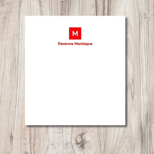 Bloc De Notas Neon Red Modern Chic Trendy Monogram Name  (Subido por el creador)
