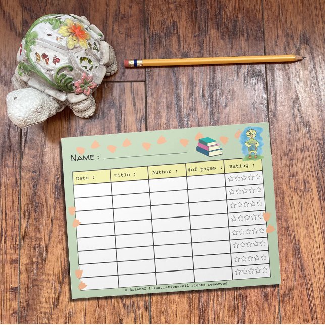 Bloc De Notas Nerdy Duckling Kid Spring Book Log con Ratings (Subido por el creador)