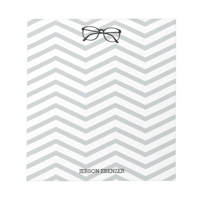 Bloc De Notas Nerdy Eyeglass Leyendo Masculina Chevron (Frente)