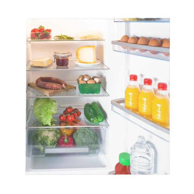 Bloc De Notas Nevera abierta llena de comida (Frente)