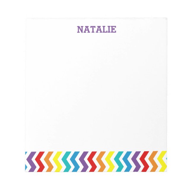 Bloc De Notas Niñas personalizadas Chevron arcoiris modernas fem (Frente)