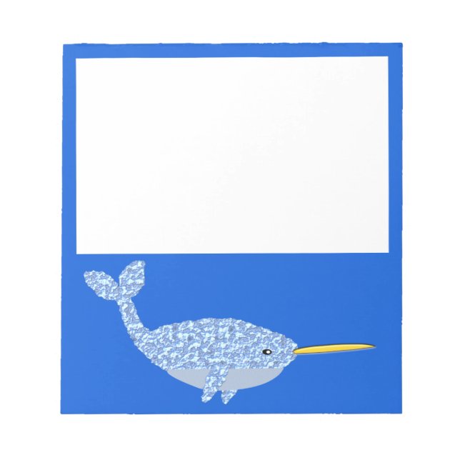 Bloc De Notas Niño Azul lindo Narwhal (Frente)