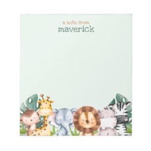 Bloc De Notas Niños animales de la selva de Safari Cute