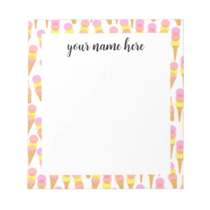 Bloc De Notas Niños De Crema De Hielo Personalizado Gracias Note