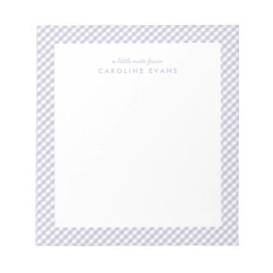 Bloc De Notas Niños morado gingham dulce simple y personalizado