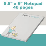 Bloc De Notas Niños niño pequeño varita gris y verde con nombre<br><div class="desc">Personalice este letrero para un niño pequeño,  con su nombre.
Diseñado en gris con una figura de palo pequeño vestida de verde,  y gris,  con estrellas amarillas.</div>
