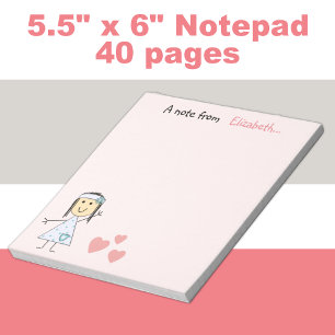 Bloc De Notas Niños personalizados chica de palo pequeño rosa