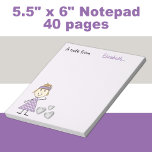Bloc De Notas Niños personalizados rubios palos chica púrpura<br><div class="desc">Personalice este bloc de notas para una niña pequeña,  con su nombre. Diseñado en lílac con una pequeña figura de palo chica rubio vestida con puntos de polka morado,  con algunos corazones de amor.</div>