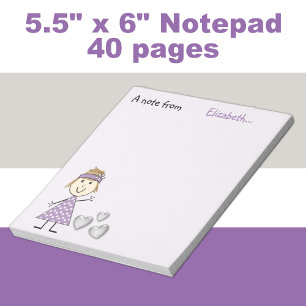 Bloc De Notas Niños personalizados rubios palos chica púrpura