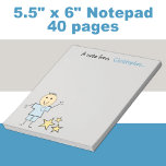 Bloc De Notas Niños varita gris y azul con estrellas<br><div class="desc">Personalice este letrero para un niño pequeño,  con su nombre.
Diseñado en gris con una figura de palo de niño vestida de azul,  con estrellas amarillas.</div>
