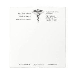 Bloc De Notas Noble Clásico Médico Elegante Caduceo Negro Blanco