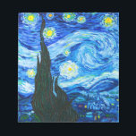 Bloc De Notas Noche Van Gogh Starry<br><div class="desc">Notepad con la pintura al óleo de Vincent van Gogh La noche estrellada (1889). Inspirado por su estancia en un asilo,  el arte representa un pueblo bajo un cielo nocturno de estrellas y luna azul y amarilla. Un gran regalo para los aficionados al post-impresionismo y al arte holandés.</div>