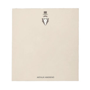Bloc De Notas Nombrar bigote vintage Hombre Top Hat Notepad