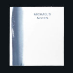 Bloc De Notas Nombre acuático simple Navy Blue Modern<br><div class="desc">Tablero moderno con un toque de color azul marino a lo largo del lado izquierdo con tu nombre en la parte superior azul marino sobre un fondo blanco. Un diseño simple y masculino que es genial para una persona creativa como un artista,  pero también para muchas otras profesiones.</div>
