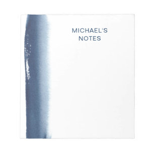 Bloc De Notas Nombre acuático simple Navy Blue Modern