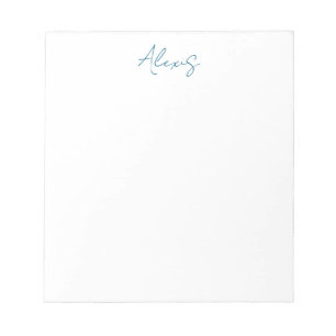 Bloc De Notas Nombre Caligrafía Script Sencillo Simple Blanco Az