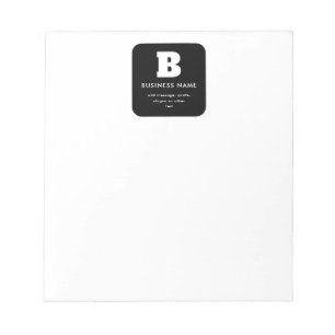 Bloc De Notas Nombre comercial editable y eslogan Blanco y neg