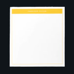 Bloc De Notas Nombre de borde simple amarillo moderno<br><div class="desc">Notepad Minimalista moderno con nombre. Este sencillo diseño presenta su nombre en la parte superior,  enmarcado por un brillante bloque de color amarillo y un delicado marco.</div>