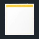 Bloc De Notas Nombre de borde simple amarillo moderno<br><div class="desc">Notepad Minimalista moderno con nombre. Este sencillo diseño presenta su nombre en la parte superior,  enmarcado por un brillante bloque de color amarillo y un delicado marco.</div>