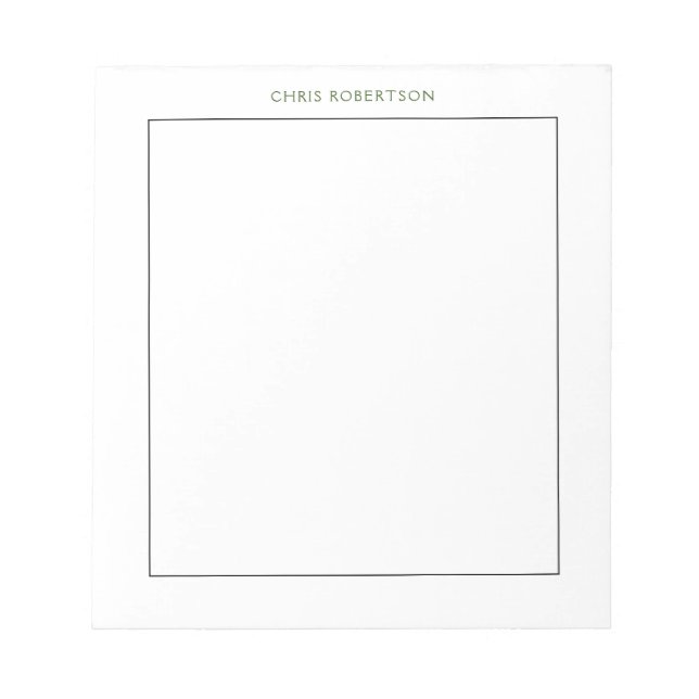 Bloc De Notas Nombre de Caligrafía Negro Blanco Personalizado (Frente)