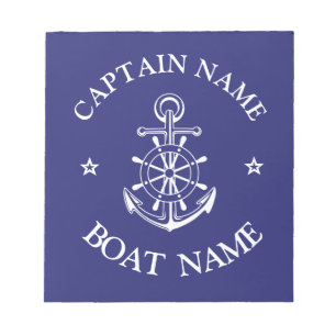 Bloc De Notas nombre de capitán de barco personalizado marina ma